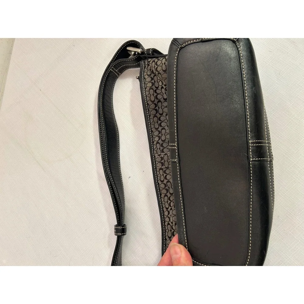 Coach Shoulder Bag Small Y2K Black Signature Jacquard Leather F10945 Women